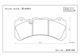 Тормозные колодки Endless RCP132 MX72 для Brembo® GT6 Callipers Wide Rotors (58mm pad depth) Brembo Pad # 07.9551.13 передние