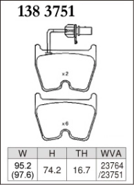 Тормозные колодки Dixcel RE type RE-1383751 Audi RS3 RS Q3 RS4 RS6 R8 TT Lamborghini Gallardo Brembo® 8pot передние