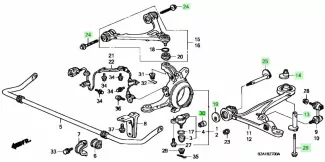 Комплект направляющих, втулок и гаек для подвески Honda S2000 AP1 AP2