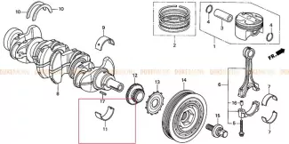 Вкладыш коренной нижний E (желтый), Honda K20