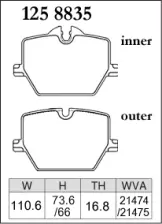 Тормозные колодки Dixcel Z type Z-1258835 BMW G20 330i  G29 Z4 M40i, Toyota Supra задние