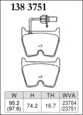 Тормозные колодки Dixcel RE type RE-1383751 Audi RS3 RS Q3 RS4 RS6 R8 TT Lamborghini Gallardo Brembo® 8pot передние