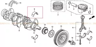 Вкладыш коренной верхний E (желтый), Honda K20