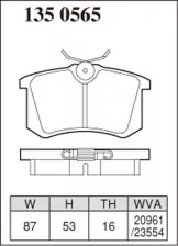 Тормозные колодки Dixcel Premium P-1350565 16мм Audi A3, Renault Megane, VW Golf, Skoda Superb, Citroen C3 задние