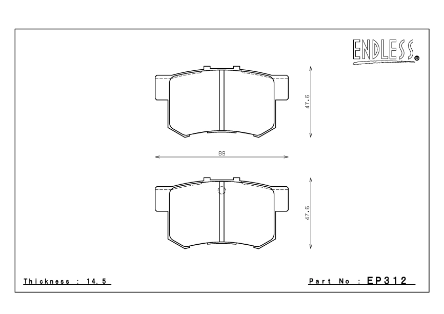 Тормозные колодки Endless EP312 MXRS (R389) Honda Accord CL1 CL7 CL9 фото 2