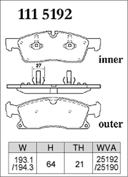 Тормозные колодки Dixcel Premium P-1115192 Mercedes Benz W166 X116, JEEP Grand Cherokee, DODGE Durango 2 передние фото 1
