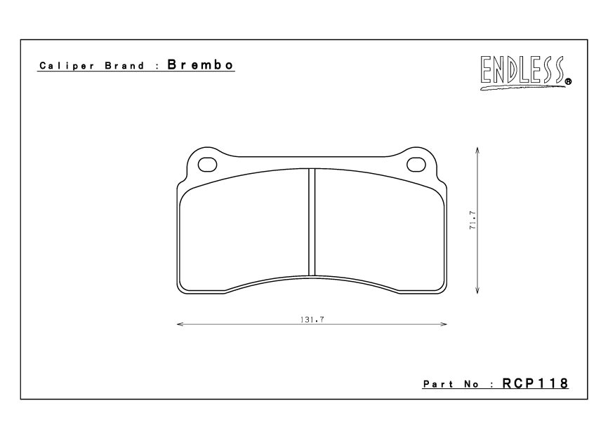 Тормозные колодки Endless RCP118 MXPL MX72 PLUS 17.5мм зад Nissan GT-R R35 фото 1