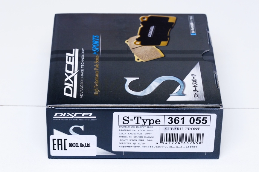 Тормозные  колодки Dixcel S type S-361055 TOYOTA 86 ZN6 SUBARU BRZ передние фото 1