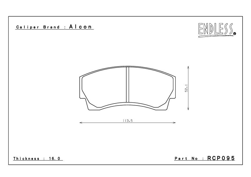 Тормозные колодки Endless N35S RCP095 СС43 APracing® CP4567 CP5100 CP5567, Alcon® H Type TH16 фото 3