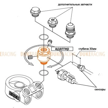 Адаптер для датчиков 3x1/8PT-M18×1.5, запчасти к системам охлаждения масла Greddy фото 2