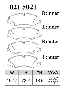 Тормозные колодки Dixcel EXTRA Speed ES 0215021 LAND ROVER DISCOVERY-4 5.0 V8 передние фото 1