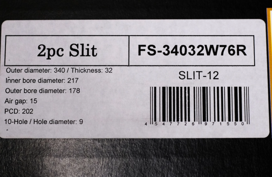 Комплект тормозных полотен FS 34032W76R 34032W77L IMPREZA RA-R/R205/S206 WRX S207 6POT Brembo 100/114.3 фото 2