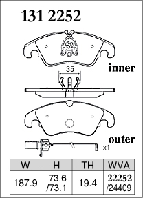 Тормозные колодки Dixcel Premium P-1312252 VAG AUDI A6/A7(4G) передние фото 1